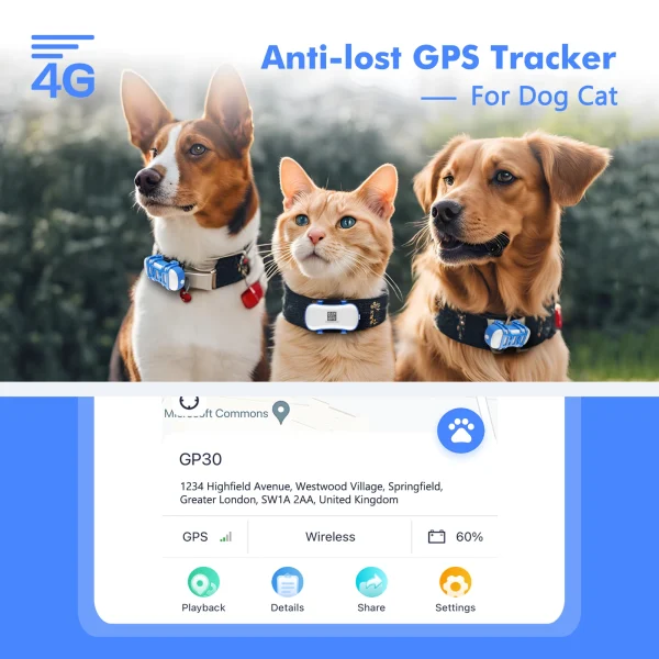 ‌4G GPS Tracker for Pets - Smart Locator with App