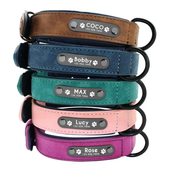 Personalized Name - Leather Dog Collar
