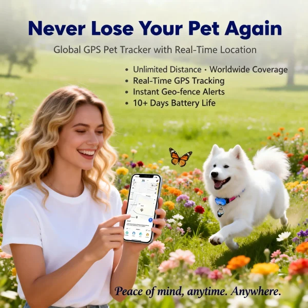 GPS Pet Tracker for Dogs/Cats - Unlimited Distance